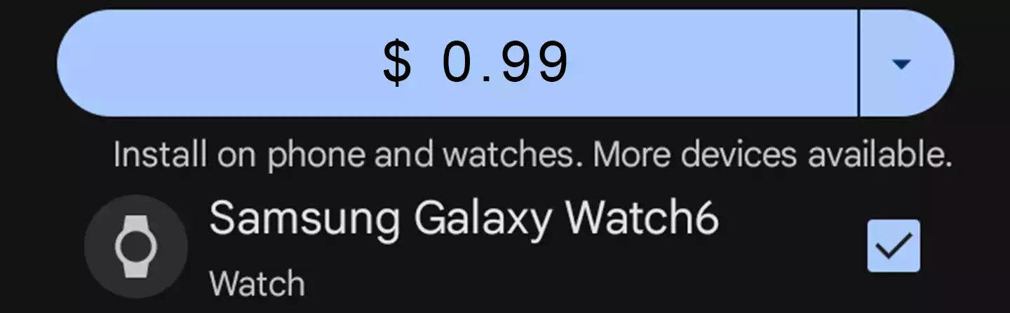 Google Play drop-down install menu